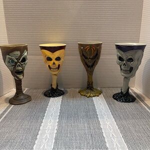 Set of Four Skull Goblets Great for Halloween